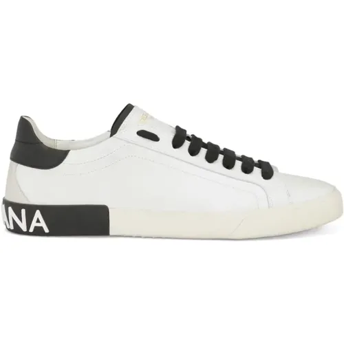 Weiße flache Schuhe Portofino Sneakers , Herren, Größe: 42 1/2 EU - Dolce & Gabbana - Modalova