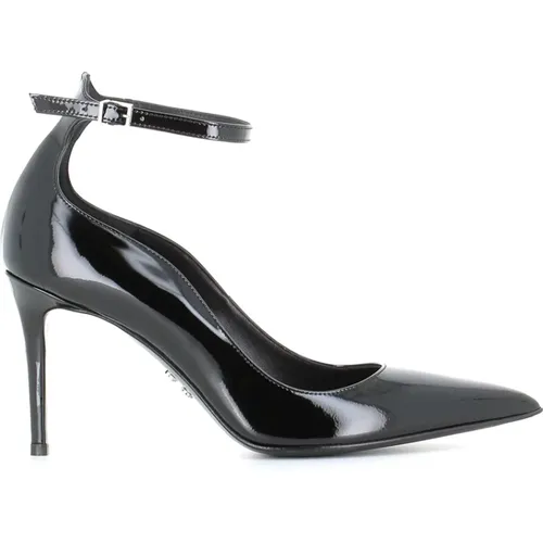 Patent Leather Heeled Décolleté with Ankle Strap , female, Sizes: 6 UK, 7 UK - Sergio Levantesi - Modalova