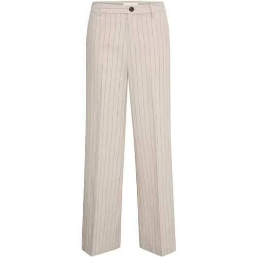 NinnesPW Stripe Linen Trousers , female, Sizes: L - Part Two - Modalova