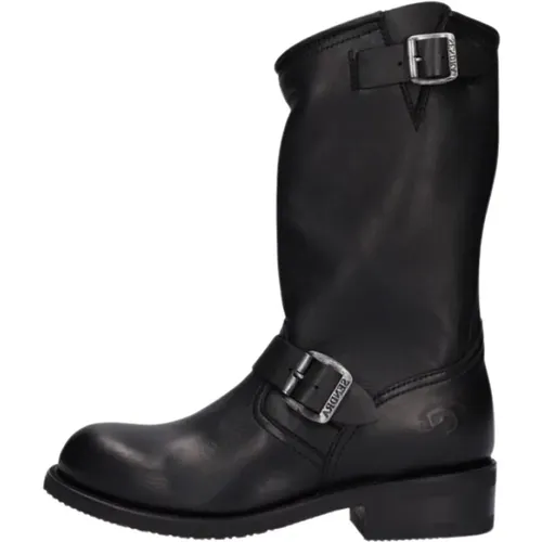 Schwarze Bikerstiefel mit V-Schnitt , Damen, Größe: 37 EU - Sendra - Modalova