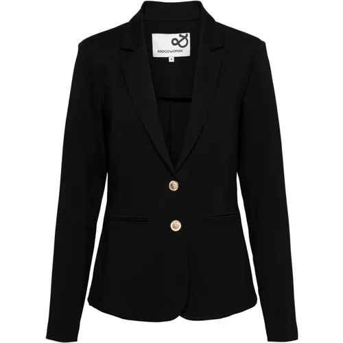 Schwarzer Ungefütterter Blazer mit Paspeltasche , Damen, Größe: L - &Co Woman - Modalova