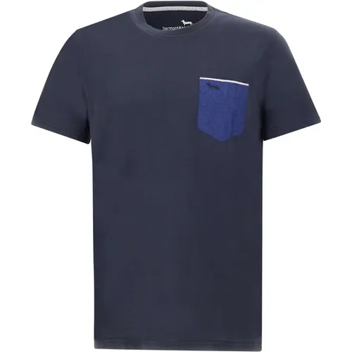 Herren Baumwoll T-shirt Navy Blau - Harmont & Blaine - Modalova