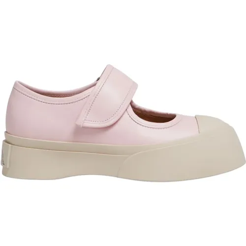 Hellrosa Nappaleder Mary Jane Sneaker , Damen, Größe: 36 EU - Marni - Modalova