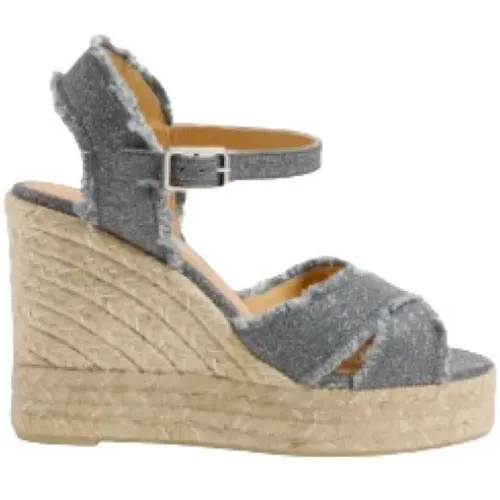 Crossed Strap Dark Grey Silver Espadrille , female, Sizes: 6 UK, 5 UK, 8 UK - Castañer - Modalova