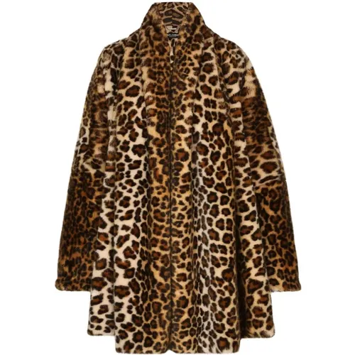 Leopard Print Faux Fur Coat , female, Sizes: S - Dolce & Gabbana - Modalova