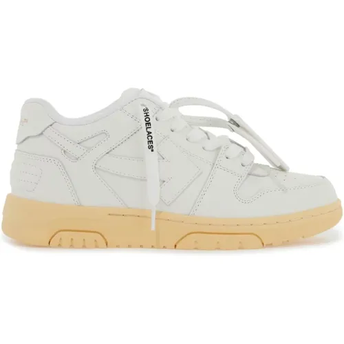 Off , Arrow Leather Sneakers with Golden Logo , female, Sizes: 6 UK - Off White - Modalova