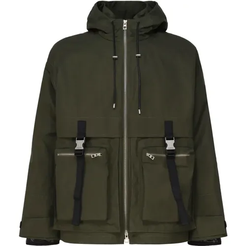 Olive Cotton Parka with Hood , male, Sizes: L, M - Loewe - Modalova