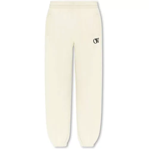 Sweatpants with logo , female, Sizes: S - Off White - Modalova
