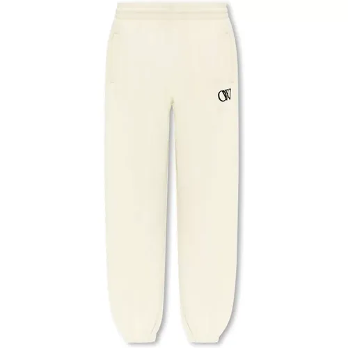 Sweatpants with logo , female, Sizes: S, M - Off White - Modalova