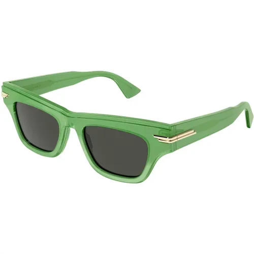 Grün/Grün Sonnenbrille , Damen, Größe: 51 MM - Bottega Veneta - Modalova