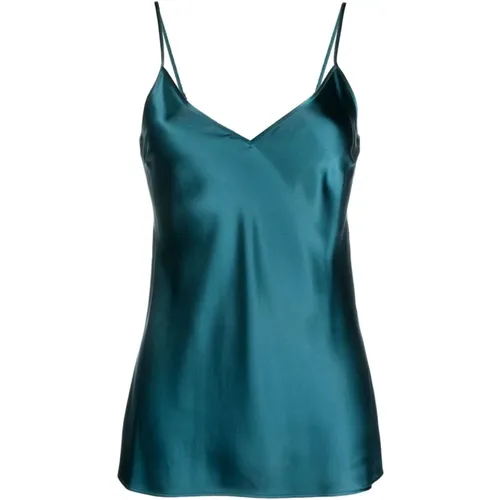 Grüne Seiden Satin Casual Bluse , Damen, Größe: S - joseph - Modalova