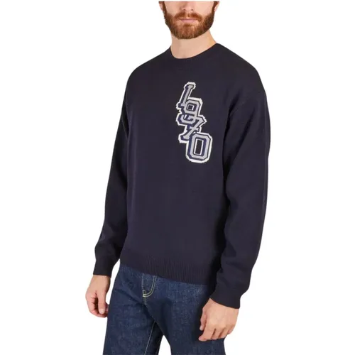 Navy Intarsia Stickerei Pullover , Herren, Größe: L - Kenzo - Modalova