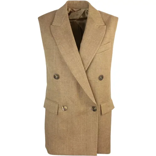 Double-Breasted Linen Jacket , female, Sizes: S, XS - Max Mara Studio - Modalova