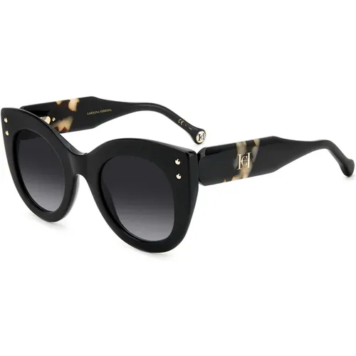 Schwarze Havana Sonnenbrille , Damen, Größe: 50 MM - Carolina Herrera - Modalova