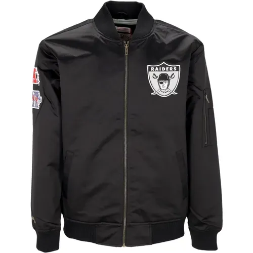 Oakland Raiders Leichte Satin Bomberjacke , Herren, Größe: L - Mitchell & Ness - Modalova