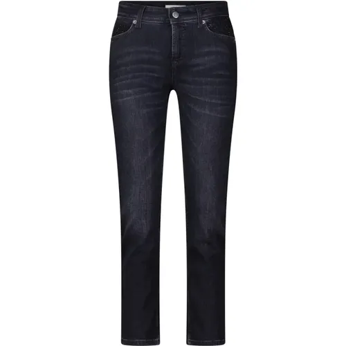 Straight Cut Jeans mit Strasssteinchen , Damen, Größe: S - CAMBIO - Modalova