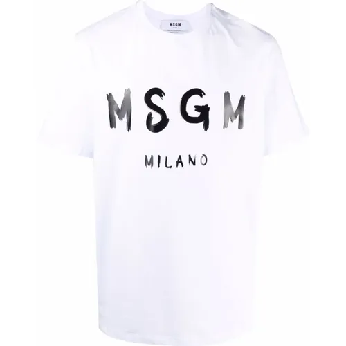 Logo-print T-shirt in /black cotton , male, Sizes: XL - Msgm - Modalova