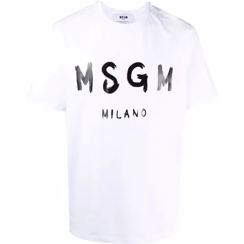 Logo-print T-shirt in /black cotton , male, Sizes: XL, M, L - Msgm - Modalova
