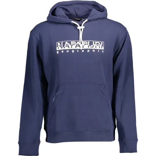 Blaues Kapuzen-Sweatshirt mit Reißverschlusstasche - Napapijri - Modalova