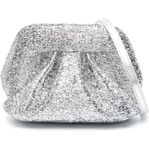 Silver Metallic Effect Pleated Shoulder Bag , female, Sizes: ONE SIZE - THEMOIRè - Modalova