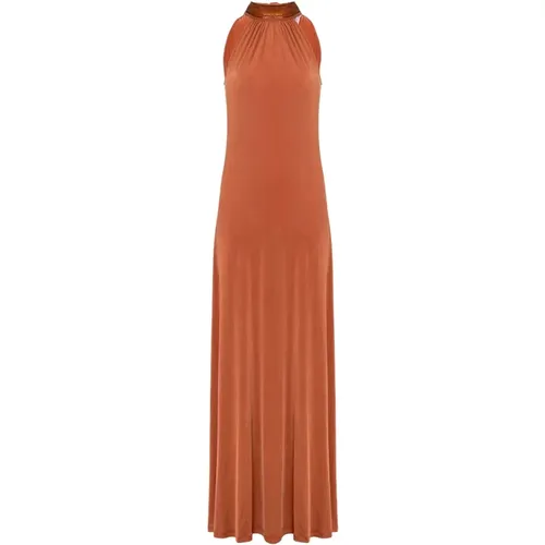 Brown Jersey Maxi Dress with Rhinestone Embellishments , female, Sizes: S, M - Blugirl - Modalova