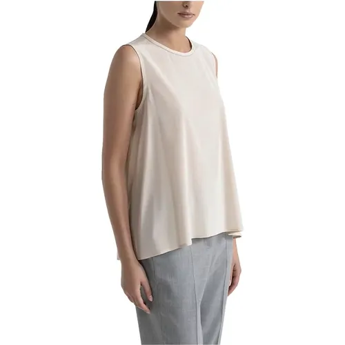 Seiden-Crepe-de-Chine-Rundhals-Top , Damen, Größe: 2XL - PESERICO - Modalova