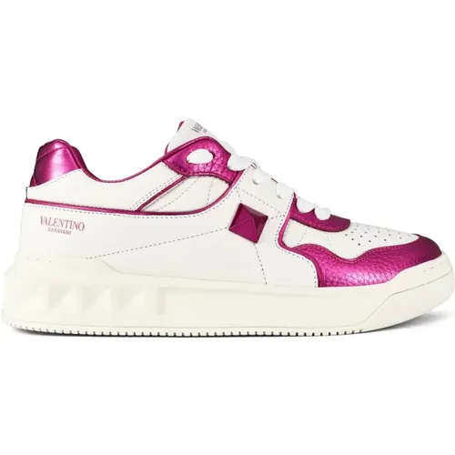 Rockstud Low-Top Sneakers in White/Pink , female, Sizes: 4 UK - Valentino - Modalova