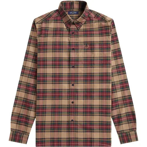 Tartan Shirt in Shaded Stone , male, Sizes: S, XL, M, L, 2XL - Fred Perry - Modalova