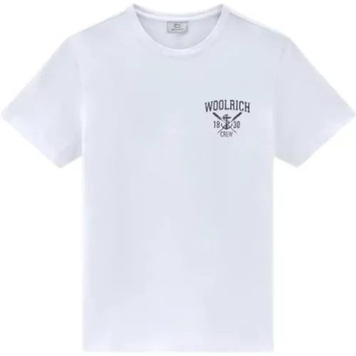 Marine Logo T-Shirt , Herren, Größe: XL - Woolrich - Modalova