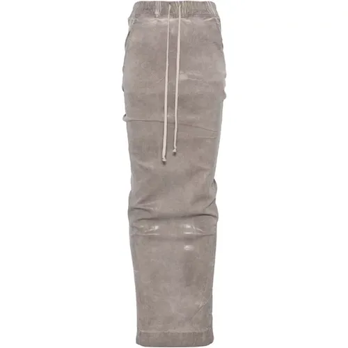 Grey Elasticated Drawstring Skirt with Pockets , female, Sizes: S, XS, M - Rick Owens - Modalova