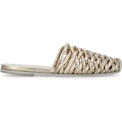 Golden Leather Flat Shoes with Braided Details , female, Sizes: 5 1/2 UK, 6 UK, 3 UK, 5 UK, 4 UK - Marsell - Modalova