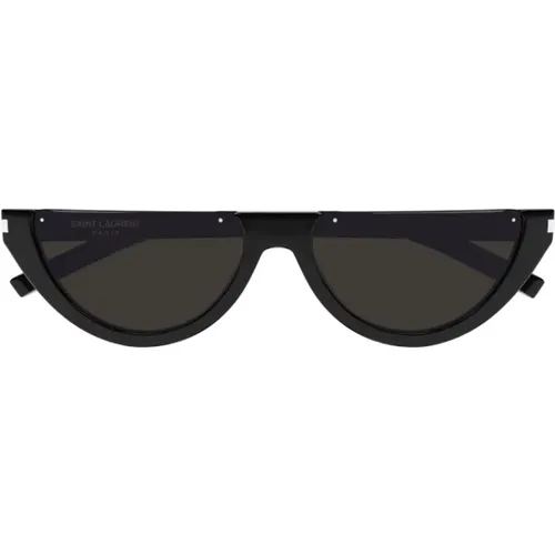 Sonnenbrille mit ovalem Rahmen, schwarzes Acetat, 100% UV-Schutz - Saint Laurent - Modalova