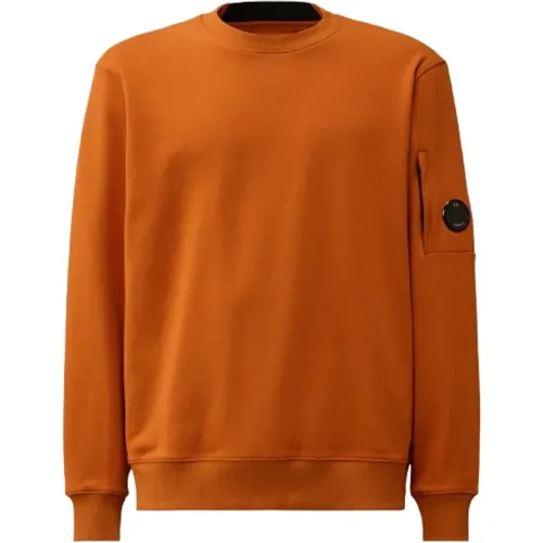 Brauner Sweatshirt mit Linsendetail , Herren, Größe: L - C.P. Company - Modalova