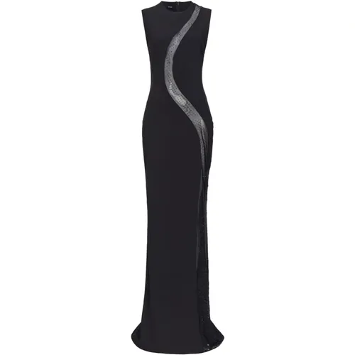 Elegant Sleeveless Dress with Tulle Insert , female, Sizes: S, XS, M, 2XS - pinko - Modalova