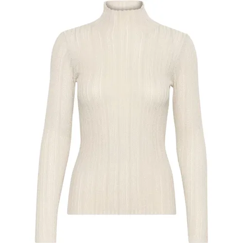 Gestreifter Silber Pullover Pullover , Damen, Größe: L - Soaked in Luxury - Modalova