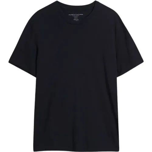 Seidig Navy Blau T-Shirt , Damen, Größe: L - majestic filatures - Modalova