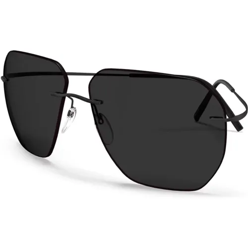 Schwarz/Dunkelgrau Sonnenbrille Kollektion 8743 , unisex, Größe: 70 MM - Silhouette - Modalova