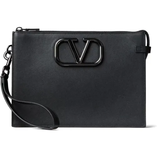 Calf Leather VLogo Signature Bag , male, Sizes: ONE SIZE - Valentino Garavani - Modalova