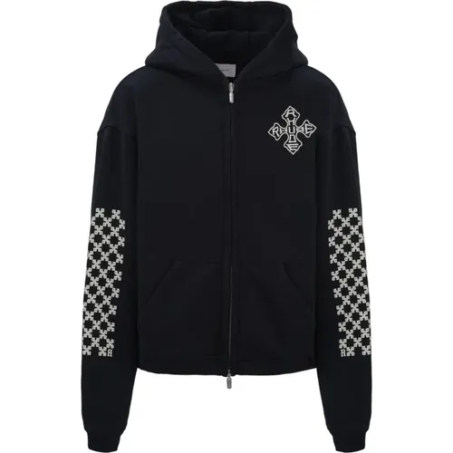 Cross Logo Zip-Up Hoodie , male, Sizes: L - Rhude - Modalova