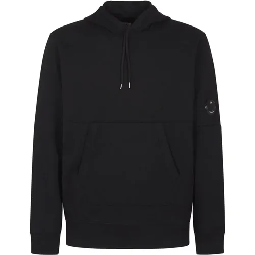 Schwarzer Diagonaler Fleece-Kapuzenpullover , Herren, Größe: M - C.P. Company - Modalova