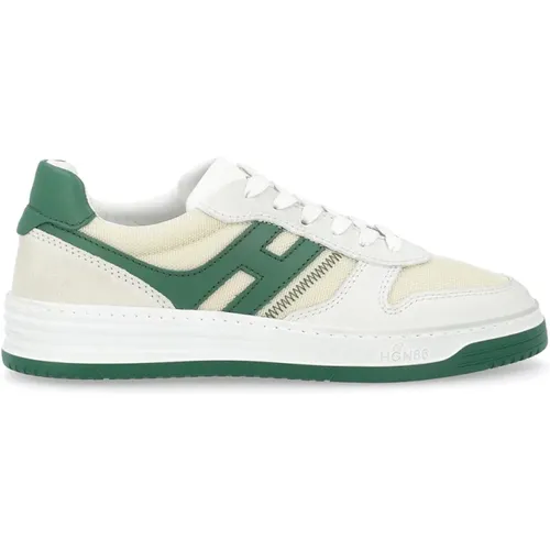 And Green Leather Sneakers Vintage Style , male, Sizes: 8 UK, 8 1/2 UK - Hogan - Modalova