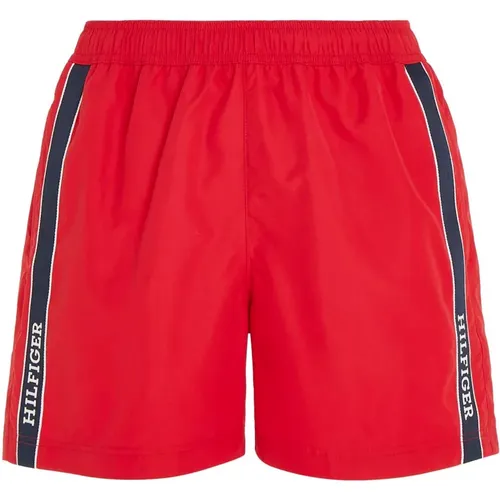 Badeshorts mit Kordelzug in Primärrot - Tommy Hilfiger - Modalova