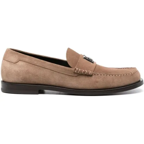 Kastanienbraune Wildleder Slip-On Schuhe , Herren, Größe: 41 EU - Dolce & Gabbana - Modalova