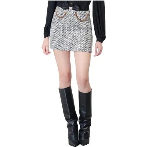 Tweed Lurex Chain Mini Skirt , female, Sizes: S - Elisabetta Franchi - Modalova