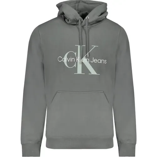 Grüner Hoodie mit Kontrastdetails , Herren, Größe: XL - Calvin Klein - Modalova