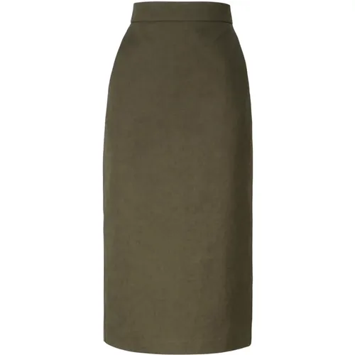 Olive Cotton Longuette Skirt , female, Sizes: 2XS, S, XL, XS, M - Max Mara - Modalova