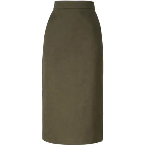 Olive Cotton Longuette Skirt , female, Sizes: XS - Max Mara - Modalova