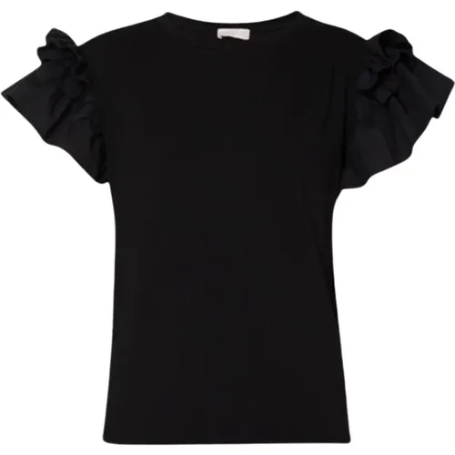 Gerüschtes Popeline Damen T-Shirt - Liu Jo - Modalova