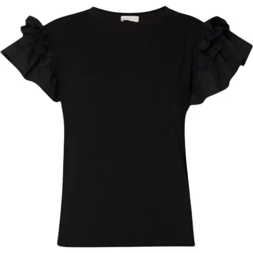 Ruffled Poplin Women`s T-Shirt , female, Sizes: S - Liu Jo - Modalova