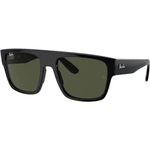 Rb0360S Sonnenbrille Grüne Gläser Schwarzer Rahmen , unisex, Größe: 57 MM - Ray-Ban - Modalova